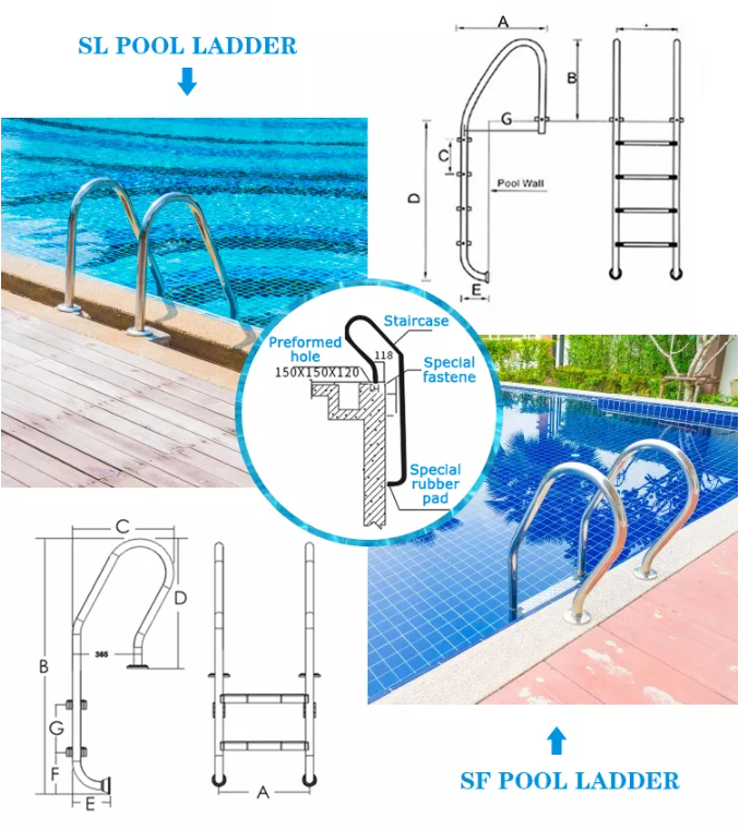 Échelles de piscine commerciales